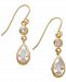 Cubic Zirconia Double Drop Earrings in 14k Yellow, White or Rose Gold