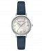 Bcbgmaxazria Ladies Blue Leather Strap Watch with Light Mop Dial, 33mm