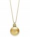 Cultured Golden South Sea Pearl (10mm) & Diamond Accent 18" Pendant Necklace in 14k Gold