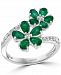 Effy Emerald (3/4 ct. t. w. ) & Diamond (1/4 ct. t. w. ) Flower Bypass Ring in 14k White Gold