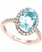 Effy Aquamarine (3 ct. t. w. ) & Diamond (3/8 ct. t. w. ) Oval Halo Ring in 14k Rose Gold