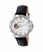 Heritor Automatic Bonavento Silver Leather Watches 44mm
