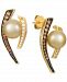 Le Vian Cultured Golden South Sea Pearl (8mm) & Diamond (3/8 ct. t. w. ) Statement Earrings in 14k Gold