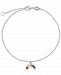 Cubic Zirconia Rainbow Charm Chain Ankle Bracelet in Sterling Silver
