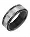 Triton 8MM Black Tungsten Carbide Ring with 14K White Gold Serrated Vertical Cut Insert