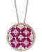 Amore by Effy Certified Ruby (1-1/2 ct. t. w. ) & Diamond (7/8 ct. t. w. ) 18" Pendant Necklace in 14k Rose Gold