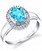 Blue Topaz (1-5/8 ct. t. w. ) & Diamond (1/6 ct. t. w. ) Baguette Halo Statement Ring in 14k White Gold