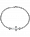 Argento Vivo Cubic Zirconia East-West Cross Mesh Link Bracelet in Sterling Silver