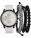 Inc International Concepts Men's White Perforated Silicone Strap Watch 45mm & 3-Pc. Bracelets Set, Created for Macy's