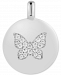 Charmbar Cubic Zirconia Butterfly "Believe in Yourself" Reversible Disc Pendant in Sterling Silver