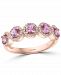 Effy Pink Sapphire (1-1/5 ct. t. w. ) & Diamond (1/5 ct. t. w. ) Five Stone Halo Ring in 14k Rose Gold
