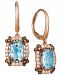 Le Vian Sea Blue Aquamarine (2 ct. t. w. ) & Diamond (1/2 ct. t. w. ) Drop Earrings in 14k Rose Gold