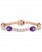 Amethyst (12 ct. t. w. ) and White Topaz (9 ct. t. w. ) Station Link Bracelet in 18k Rose Gold over Sterling Silver