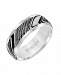 Triton 8MM White Tungsten Carbide Ring with Damascus Steel