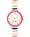 kate spade new york park row three-hand multicolor-striped silicone watch, 34mm