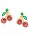 Rhodolite Garnet (1/2 ct. t. w. ) & Green Spinel (1/10 ct. t. w. ) Cherry Fruit Stud Earrings in 14k Gold-Plated Sterling Silver