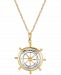 Men's Two-Tone Ship's Wheel 24" Pendant Necklace in 10k Gold