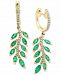 Effy Emerald (1-3/4 ct. t. w. ) & Diamond (1/5 ct. t. w. ) Leaf Drop Earrings in 14k Gold