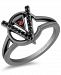 Enchanted Disney Fine Jewelry Rhodolite Garnet Accent & Black Diamond (1/6 ct. t. w. ) Cruella Monogram Ring in Black Rhodium-Plated Sterling Silver