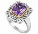 Amethyst (2-7/8 ct. t. w. ) & Diamond (1/10 ct. t. w. ) Two-Tone Filigree Ring in Sterling Silver & 14k Gold