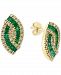 Effy Emerald (1-1/6 ct. t. w. ) & Diamond (1/4 ct. t. w. ) Swirl Stud Earrings in 14k Gold