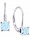 Aqua Topaz Round Solitaire Leverback Earrings (2 ct. t. w. ) in Sterling Silver