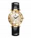 Jacques Du Manoir Ladies' Black Genuine Leather Strap with Goldtone Case and Dial, 33mm