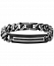 Men's Diamond Id Plate Heavy Curb Link Bracelet (1/4 ct. t. w. ) in Stainless Steel & Black Ion-Plate