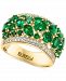 Effy Emerald (3-1/4 ct. t. w. ) & Diamond (3/8 ct. t. w. ) Openwork Cluster Ring in 14k Gold