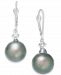 Cultured Baroque Tahitian Black Pearl (11mm) and Diamond (1/6 ct. t. w. ) Drop Earrings in 14k White Gold