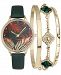 Inc International Concepts Women's Dark Green Faux-Leather Strap Watch 32mm & 3-Pc. Bracelet Set, Created for Macy's