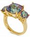 Mystic Quartz Three Stone Ring (7 ct. t. w. ) in 14k Gold-Plated Sterling Silver