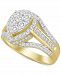 Diamond Cluster Ring (1 ct. t. w. ) in 10k Gold & Rhodium-Plate