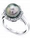 Cultured Tahitian Pearl (9mm) & Diamond (1/5 ct. t. w. ) Ring in 10k White Gold