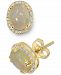 Opal (1-3/8 ct. t. w. ) & Diamond (1/6 ct. t. w. ) Oval Halo Stud Earrings in 14k Gold