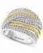 Effy Diamond Multirow Crossover Statement Ring (1-1/10 ct. t. w. ) in 14k Gold & White Gold