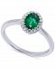 Emerald (1/2 ct. t. w. ) & Diamond (1/10 ct. t. w. ) Oval Ring in 14k White Gold