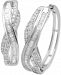 Diamond Crisscross Baguette & Round Hoop Earrings (1 ct. t. w. ) in Sterling Silver