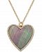 Effy Mother-of-Pearl & Diamond (1/8 ct. t. w. ) Heart Pendant Necklace in 14k Gold, 16" + 2" extender
