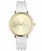 Women's White Faux-Leather Imitation Pearl Accent Strap Watch 35mm, Created for Macy's