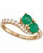 Emerald (3/4 ct. t. w. ) & Diamond (3/8 ct. t. w. ) Two Stone Ring in 14k Gold