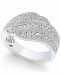 Arabella Cubic Zirconia Diagonal Cluster Statement Ring in Sterling Silver