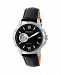 Heritor Automatic Bonavento Silver & Black Leather Watches 44mm
