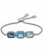 Multi-Blue Topaz (6-3/4 ct. t. w. ) & Diamond (3/8 ct. t. w. ) Bolo Bracelet in Sterling Silver