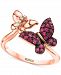 Effy Ruby (1/3 ct. t. w. ) & Diamond Accent Butterfly Ring in 14k Rose Gold