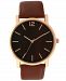 Inc International Concepts Men's Brown Faux-Leather Strap Watch 41mm, Created for Macy's