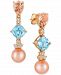Le Vian Multi-Gemstone (3-3/4 ct. t. w. ), Cultured Freshwater Pearl (9mm) and Diamond (1/3 ct. t. w. ) Drop Earrings in 14k Rose Gold