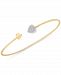 Wrapped Diamond Heart Cuff Bangle Bracelet (1/10 ct. t. w. ) in 14k Gold, Created for Macy's