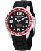 Stuhrling Original Stainless Steel Case on Black High Grade Silicone Rubber Interchangeable Strap With Additional Red Silicone Rubber Strap, Red Bezel, Black Dial, With Silver Tone and White Accents