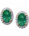 Emerald (5/8 ct. t. w. ) & Diamond (1/10 ct. t. w. ) Halo Stud Earrings in 14k White Gold